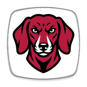Dackel Maskottchen Logo - Viereckiger Kühlschrankmagnet - Weiß - Vorne