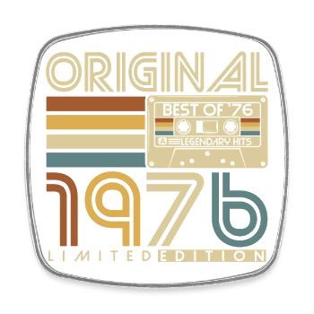 Original 1976 Jahrgang Vintage Geburtstag Retro - Viereckiger Kühlschrankmagnet - Weiß - Vorne