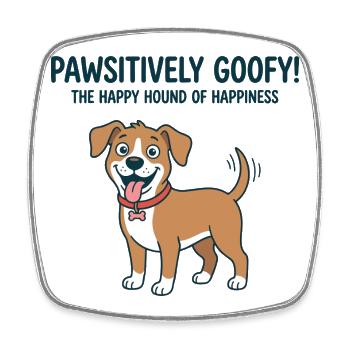 Pawsitively Goofy Dog Spaß - Viereckiger Kühlschrankmagnet - Weiß - Vorne