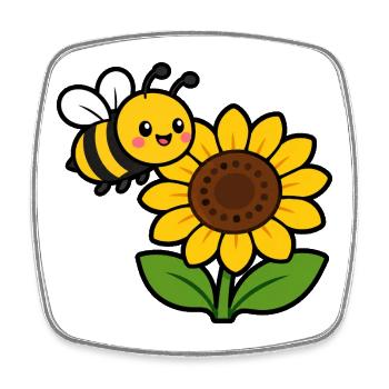 Sonnenblume Biene Cartoon - Viereckiger Kühlschrankmagnet - Weiß - Vorne