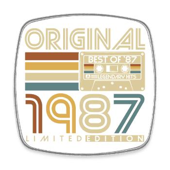 Cadeau vintage rétro vintage d’anniversaire 1987 - Magnet carré - blanc - Devant