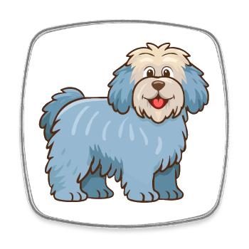 Hellblauer zotteliger Hund (Comic) - Viereckiger Kühlschrankmagnet - Weiß - Vorne