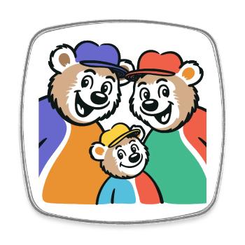 Bärenfamilie Farbglanz - Viereckiger Kühlschrankmagnet - Weiß - Vorne