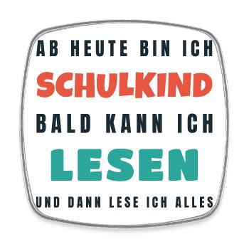 Schulkind 2026 Bald kann ich lesen - Einschulung - Viereckiger Kühlschrankmagnet - Weiß - Vorne