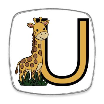 Giraffe im UBogen Cartoon - Viereckiger Kühlschrankmagnet - Weiß - Vorne