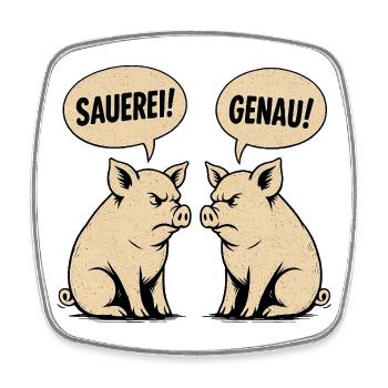 Sauerei? Genau! – Retro Schweine Vintage Shirt - Viereckiger Kühlschrankmagnet - Weiß - Vorne