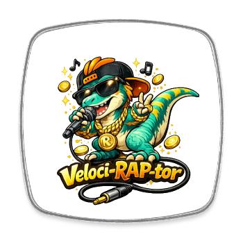 Veloci-Rap-Tor - Viereckiger Kühlschrankmagnet - Weiß - Vorne