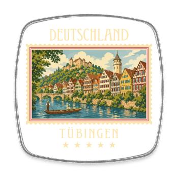 Deutschland Tübingen Vintage Reisemarke - Viereckiger Kühlschrankmagnet - Weiß - Vorne