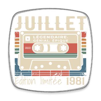 Juli 1981 Geburtstagsgeschenk Juli 1981 - Viereckiger Kühlschrankmagnet - Weiß - Vorne
