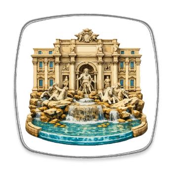 Trevi-Brunnen - Viereckiger Kühlschrankmagnet - Weiß - Vorne
