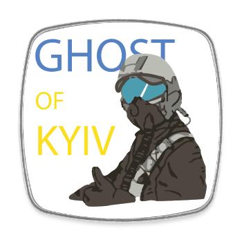 Ghost of Kyiv Pilot - Square fridge magnet - white - Front