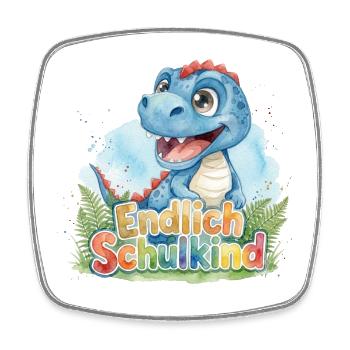 Süßer Baby Dino Endlich Schulkind 2026 T-Rex - Viereckiger Kühlschrankmagnet - Weiß - Vorne