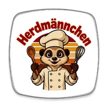 Koch Erdmännchen - Viereckiger Kühlschrankmagnet - Weiß - Vorne