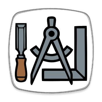 Tischler Werkzeuge Grafik - Viereckiger Kühlschrankmagnet - Weiß - Vorne