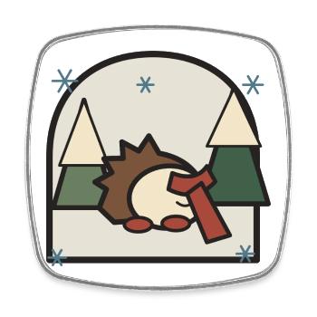 Sleeping Hedgehog in Forest Landscape - Square fridge magnet - white - Front