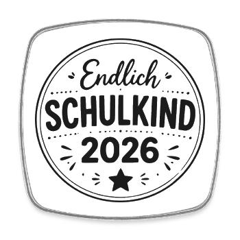 Endlich Schulkind 2026 - Viereckiger Kühlschrankmagnet - Weiß - Vorne
