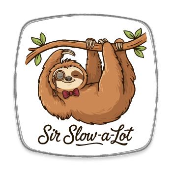 Sir Slow-a-Lot Faultier Büro Humor - Viereckiger Kühlschrankmagnet - Weiß - Vorne