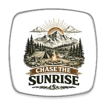 Chase the Sunrise | Camping Design - Viereckiger Kühlschrankmagnet - Weiß - Vorne