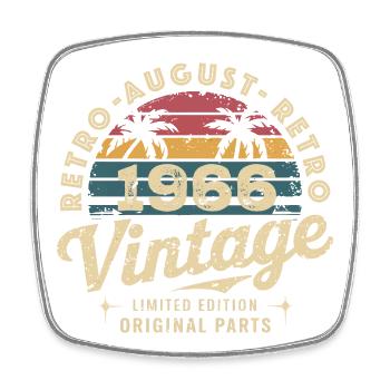 August 1966 Retro-Vintage-Geburtstagspalmen - Viereckiger Kühlschrankmagnet - Weiß - Vorne