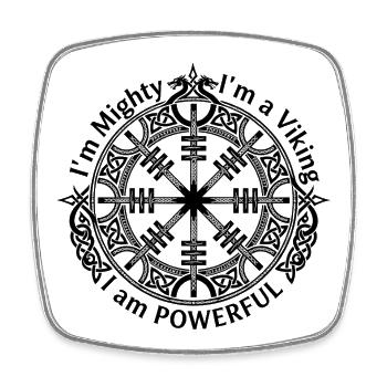 Runic Helm of Awe - I am Powerful - Square fridge magnet - white - Front