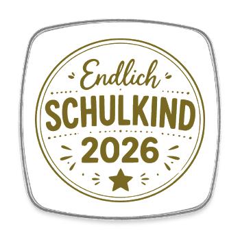 Endlich Schulkind 2026 Badge - Viereckiger Kühlschrankmagnet - Weiß - Vorne