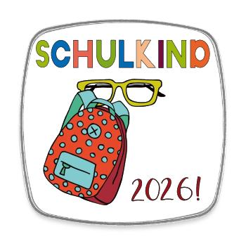 Schulkind 2026 - Viereckiger Kühlschrankmagnet - Weiß - Vorne