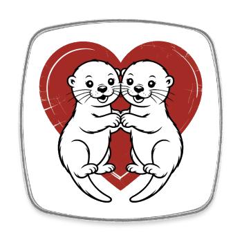 Verliebte Otter - Viereckiger Kühlschrankmagnet - Weiß - Vorne