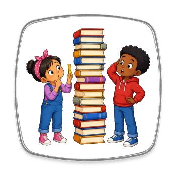 Kids Stack of Books Fair Funny Learning Motif - Square fridge magnet - white - Front
