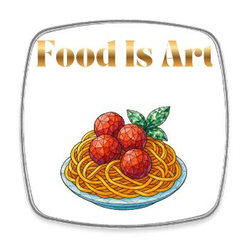 Food Is Art ... Spaghetti mit Fleischbällchen - Viereckiger Kühlschrankmagnet - Weiß - Vorne