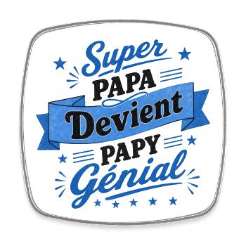 Supervater wird großartiger Opa – Ankündigung - Viereckiger Kühlschrankmagnet - Weiß - Vorne