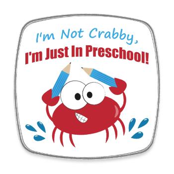 Crabe de maternelle avec des crayons - Magnet carré - blanc - Devant