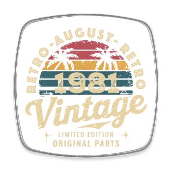 Vintage August 1981 Birthday August 1981 Mountain - Square fridge magnet - white - Front