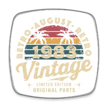 Vintage August 1983 Birthday August 1983 Mountain - Square fridge magnet - white - Front