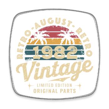 Vintage August 1982 Birthday August 1982 Mountain - Square fridge magnet - white - Front