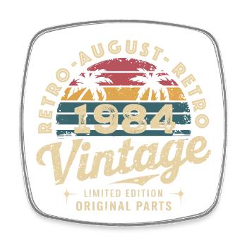 Vintage August 1984 Birthday August 1984 Mountain - Square fridge magnet - white - Front