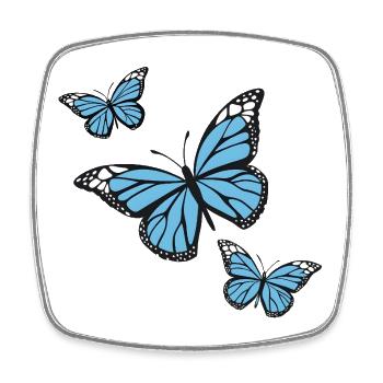 Blaue Schmetterlinge - Viereckiger Kühlschrankmagnet - Weiß - Vorne