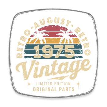 Vintage August 1975 Geburtstag August 1975 Berg - Viereckiger Kühlschrankmagnet - Weiß - Vorne
