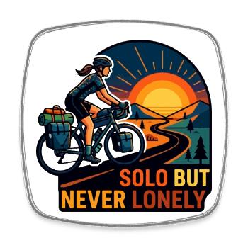 Solo But Never Lonely Cyclist Art - Square fridge magnet - white - Front