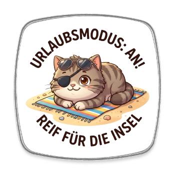 Kater Urlaubsmodus Insel Spruch - Viereckiger Kühlschrankmagnet - Weiß - Vorne