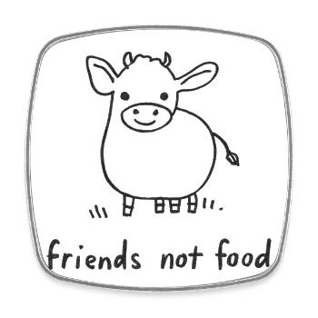 Friends Not Food Cow Vegan Minimalist - Magnet carré - blanc - Devant