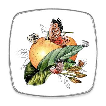 Butterflies on an orange - Square fridge magnet - white - Front