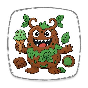 Cute Chocolate Mint Monster - Square fridge magnet - white - Front
