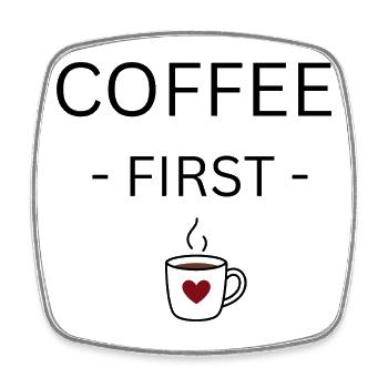 Tasse de cœur CaféAmour - Magnet carré - blanc - Devant