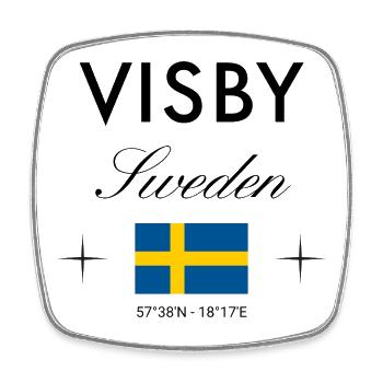 Visby, Suède, Coordonnées Souvenir de voyage - Magnet carré - blanc - Devant