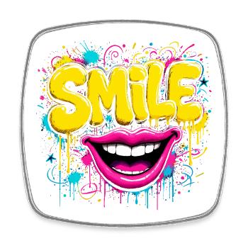Graffiti smile in neon colors - Square fridge magnet - white - Front