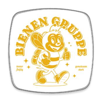 Gruppentier Bienen Gruppe Retro Style - Einfarbig - Viereckiger Kühlschrankmagnet - Weiß - Vorne