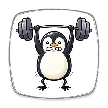 Penguin with dumbbell fitness bodybuilding - Square fridge magnet - white - Front