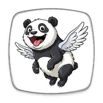 Dessin animé panda mignon avec des ailes - Magnet carré - blanc - Devant