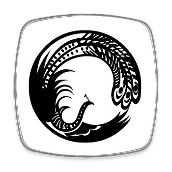 Peacock - Square fridge magnet - white - Front