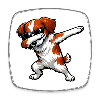 Dabbing Breton Spaniel - Square fridge magnet - white - Front